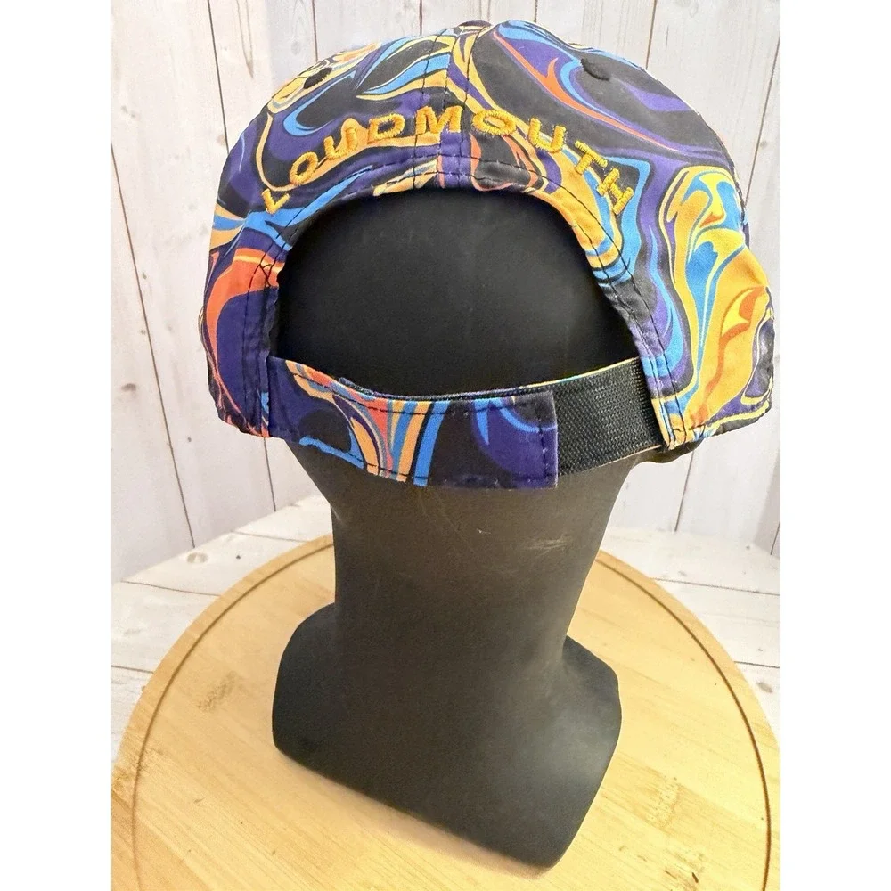 Loudmouth Golf Hat Psychedelic Swirl Orange Blue Purple Retro Adjustable Cap